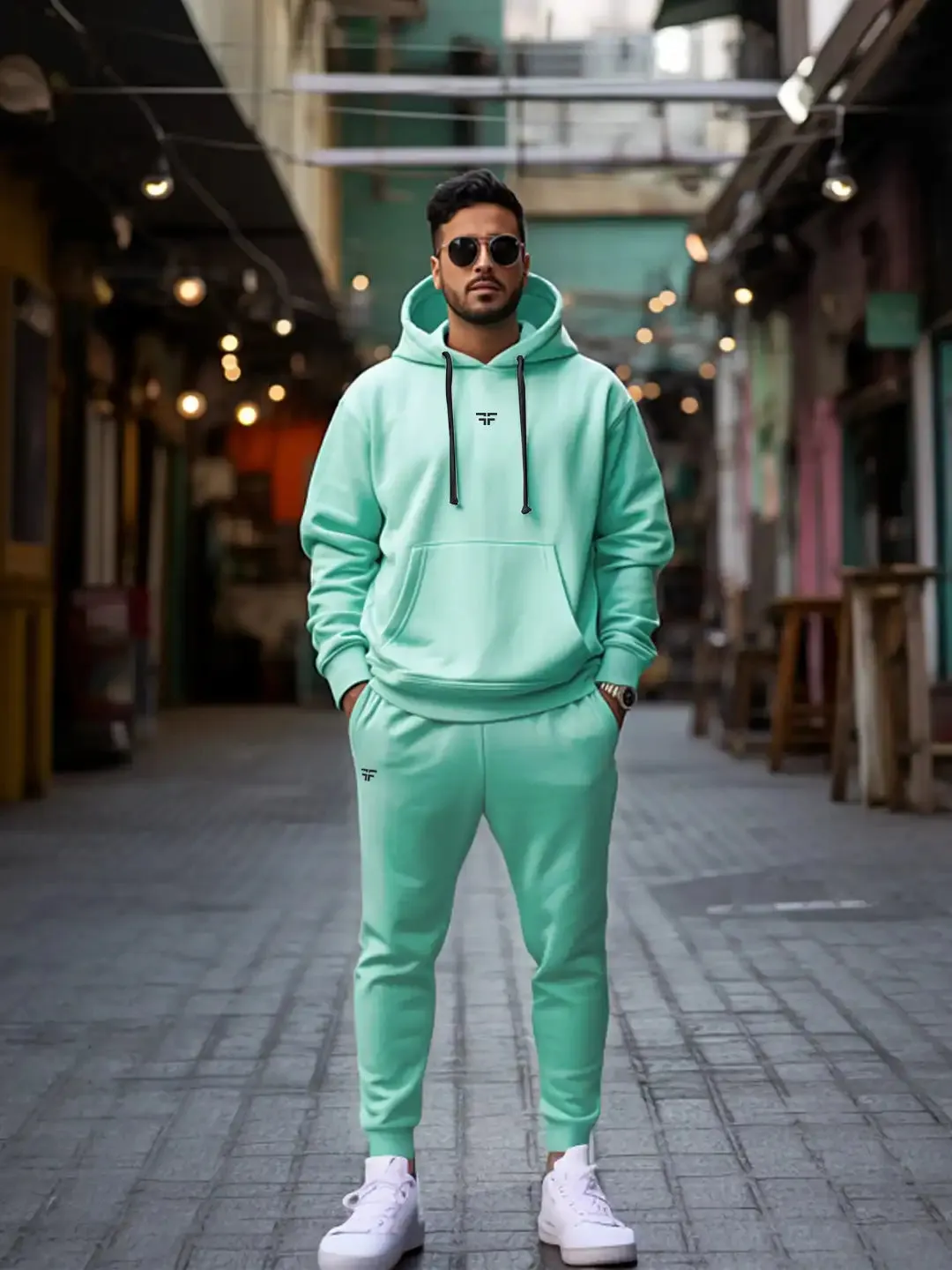 || MINT GREEN THERMAL CO-ORD SET (HOODIE AND JOGGER COMBO) ||