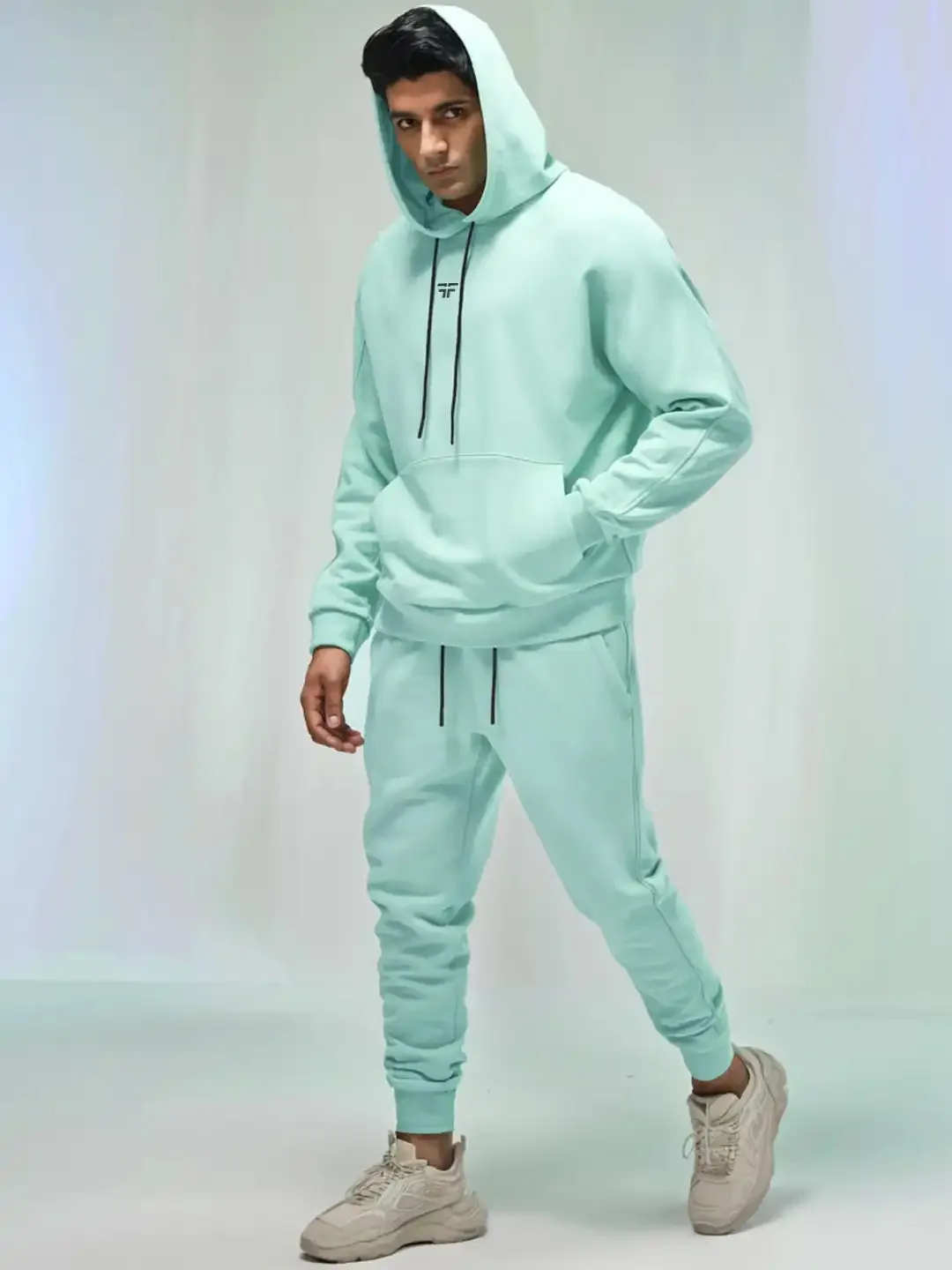 || MINT GREEN THERMAL CO-ORD SET (HOODIE AND JOGGER COMBO) ||