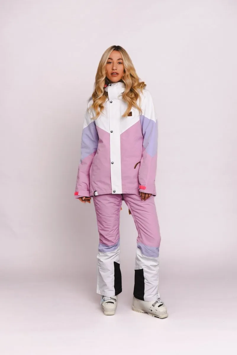 1080 Women's Ski & Snowboard Pant - Pastel Pink, White & Pastel Purple