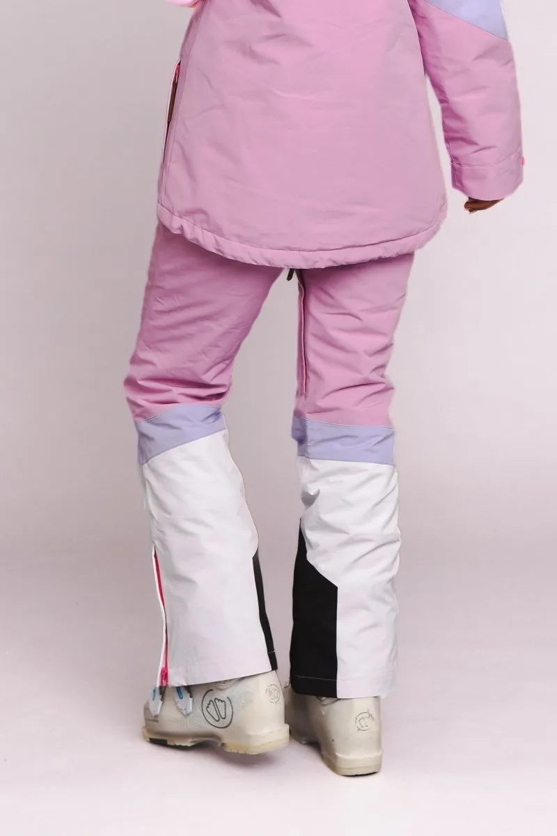 1080 Women's Ski & Snowboard Pant - Pastel Pink, White & Pastel Purple