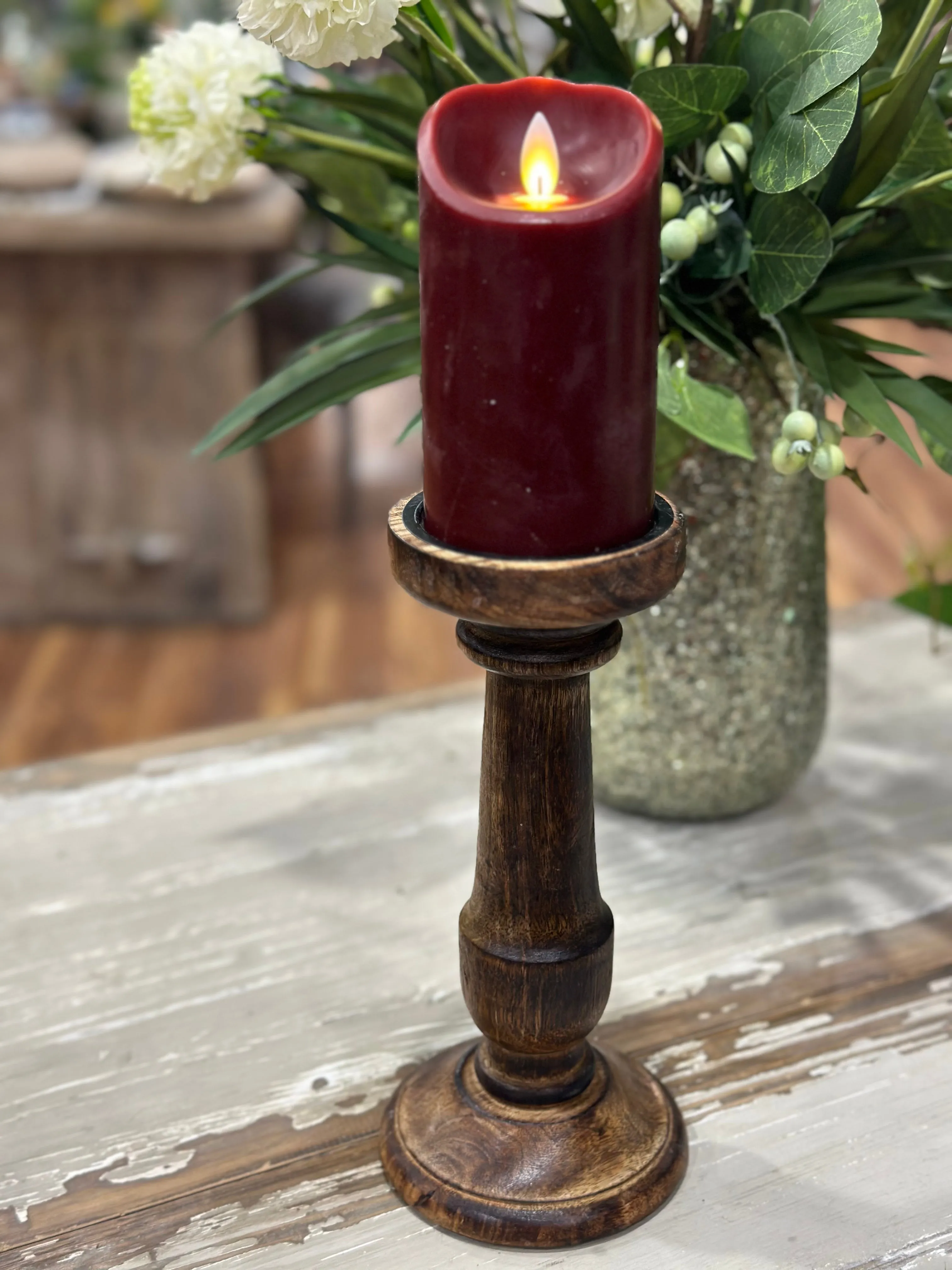 10" Wooden Candle Holder