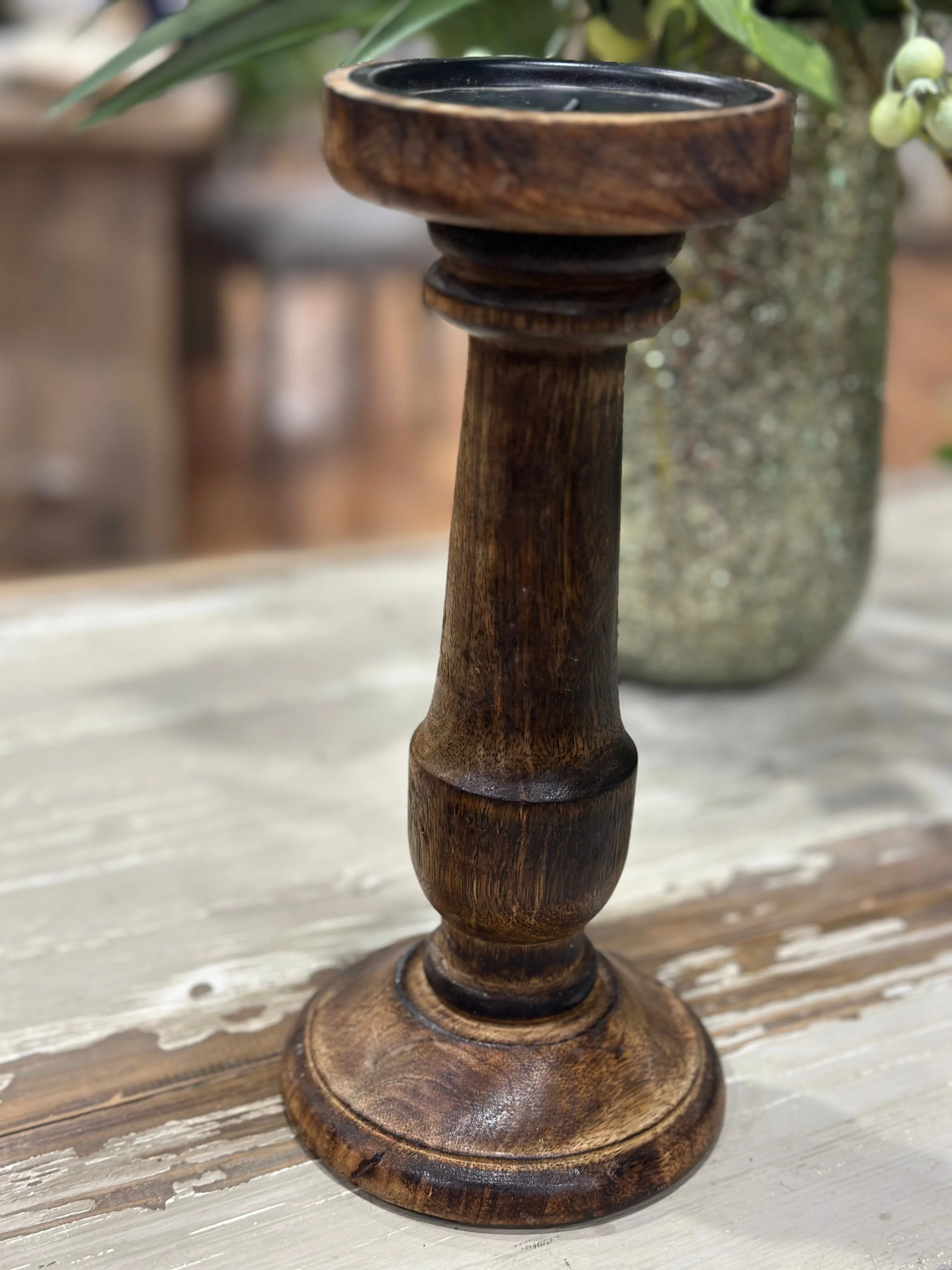 10" Wooden Candle Holder