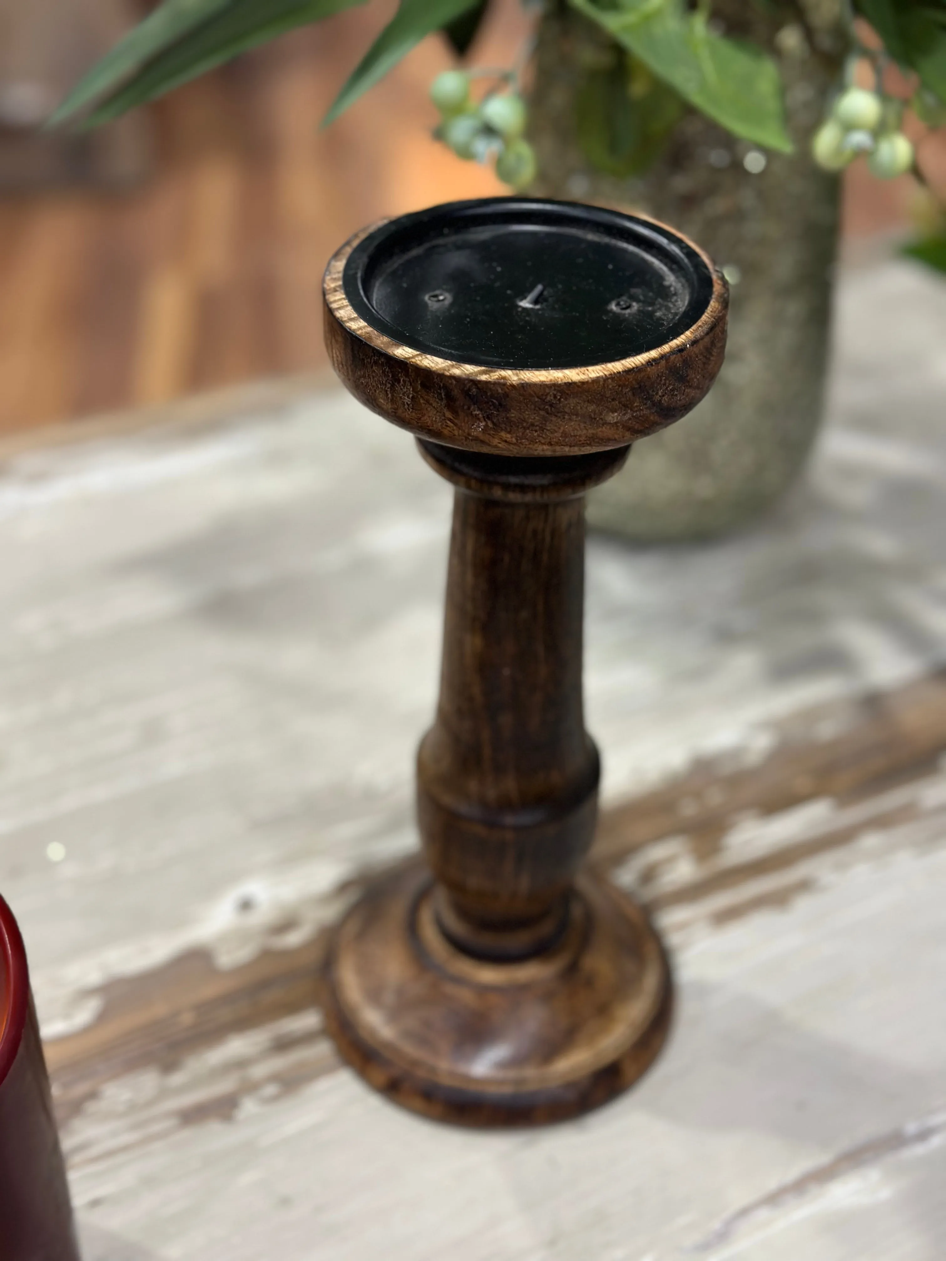 10" Wooden Candle Holder