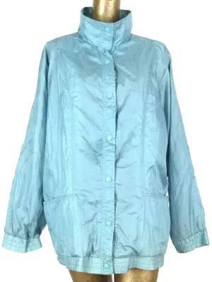 90s Athletic Light Blue Snap Down Windbreaker Jacket