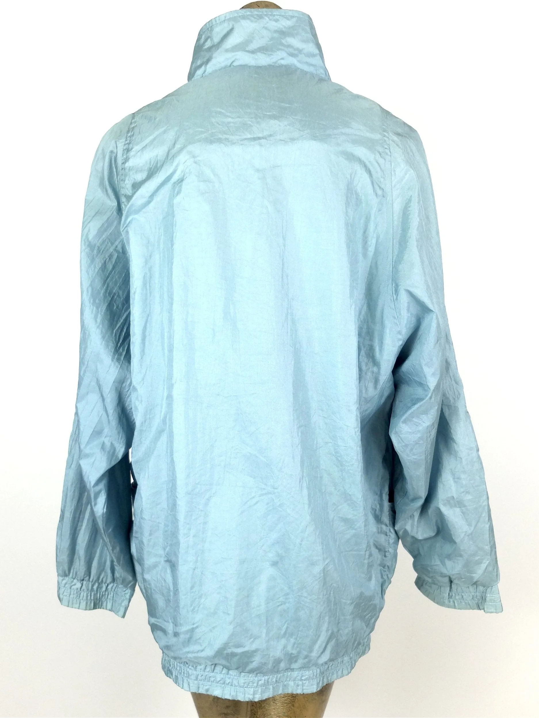 90s Athletic Light Blue Snap Down Windbreaker Jacket