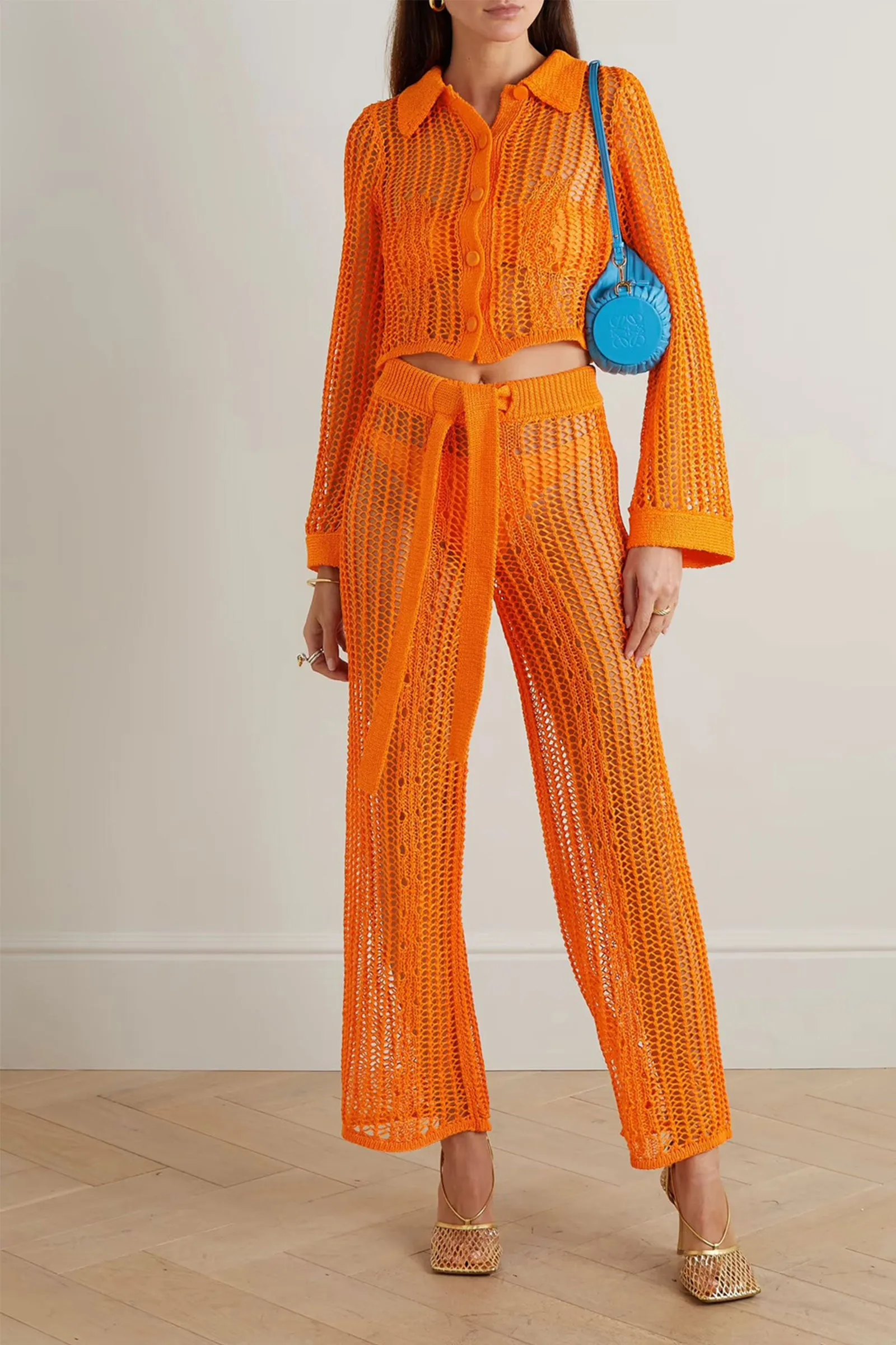 Aadya Crochet-knit Wide-leg Pants