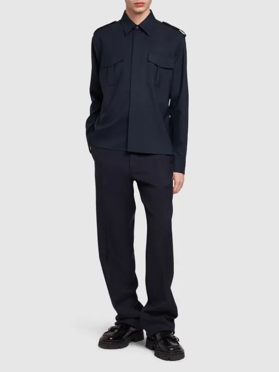 AMI Paris   Straight fit wool gabardine pants 