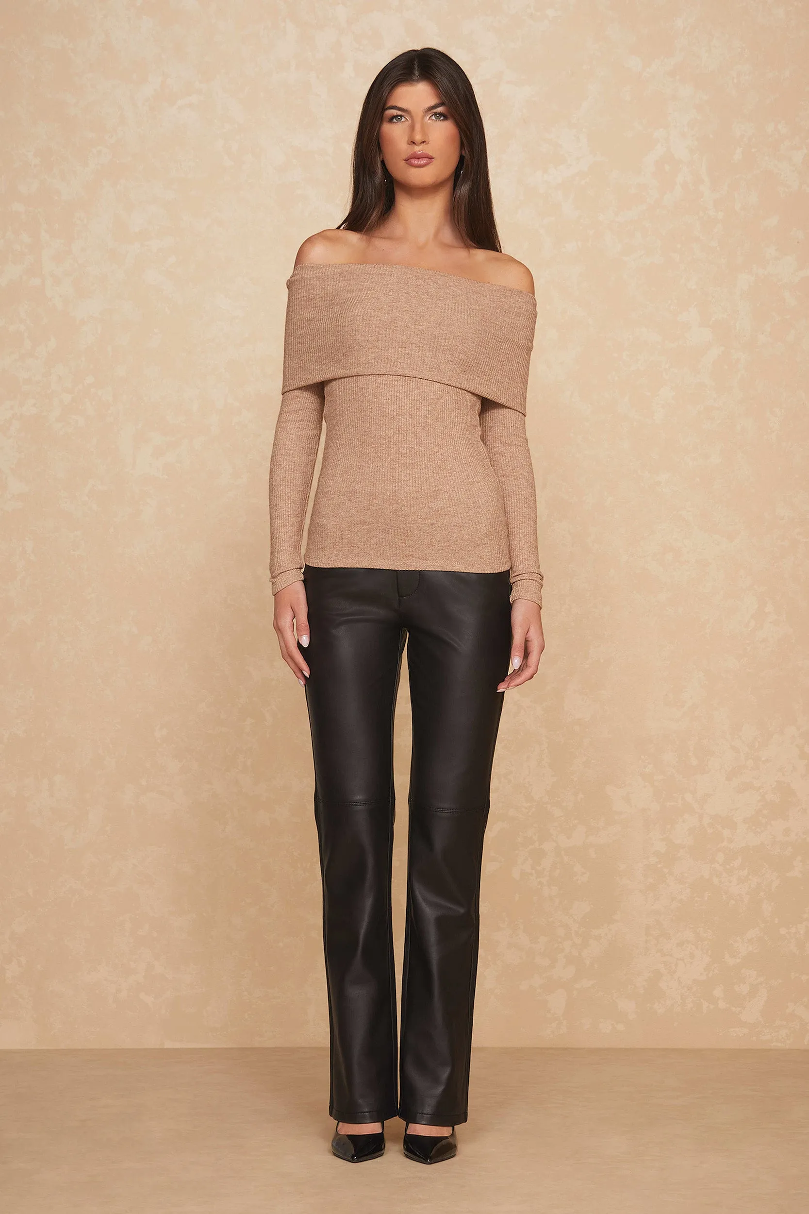 Amora Ribbed Knit Top - Praline