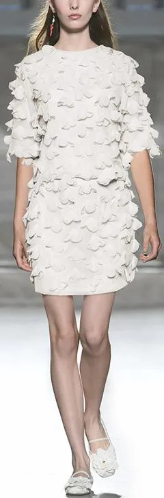 Appliques Embellished Top and Skirt Set, White