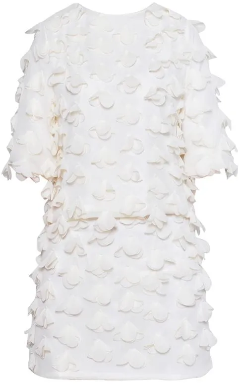 Appliques Embellished Top and Skirt Set, White