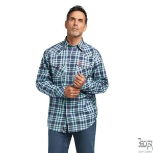 ARIAT - FR Pontchartrain Retro Fit Snap Work Shirt, AQUA SKY