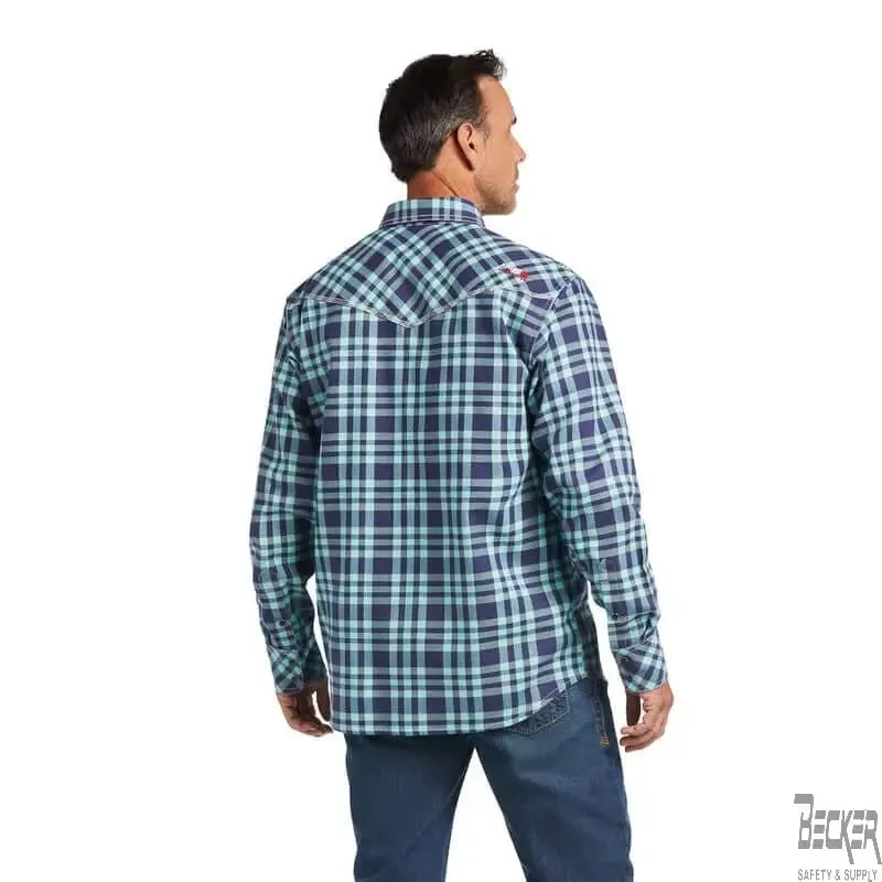 ARIAT - FR Pontchartrain Retro Fit Snap Work Shirt, AQUA SKY