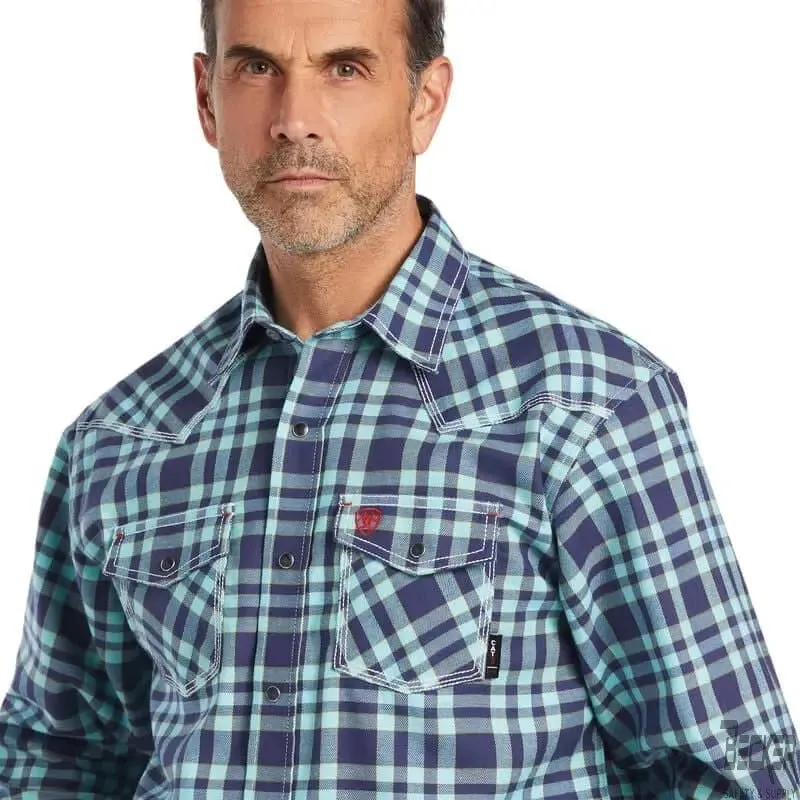 ARIAT - FR Pontchartrain Retro Fit Snap Work Shirt, AQUA SKY