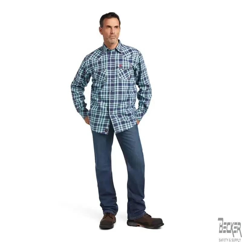 ARIAT - FR Pontchartrain Retro Fit Snap Work Shirt, AQUA SKY