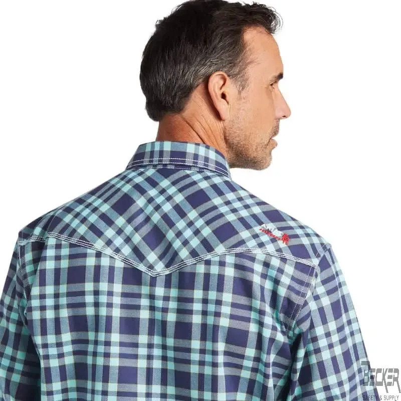 ARIAT - FR Pontchartrain Retro Fit Snap Work Shirt, AQUA SKY