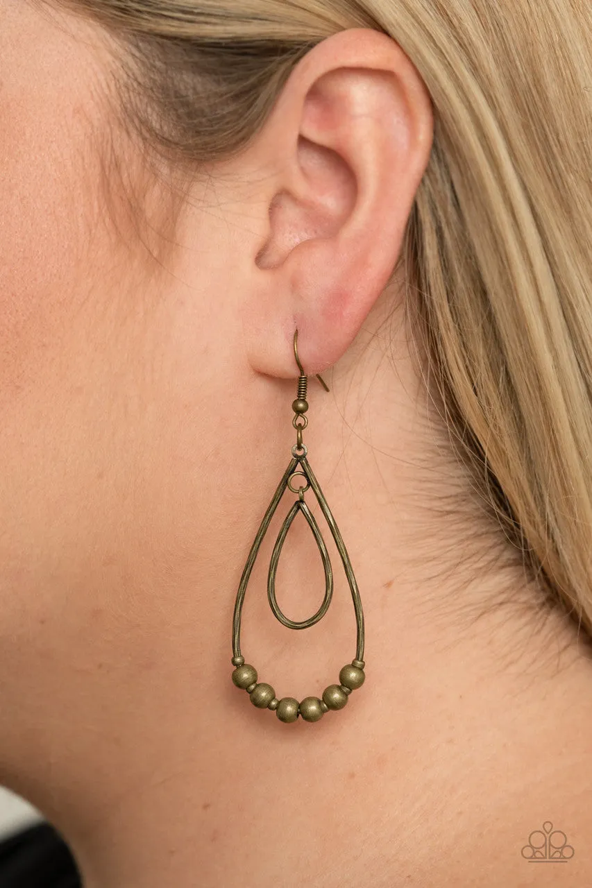 Artisanal Applique Brass Paparazzi Earrings