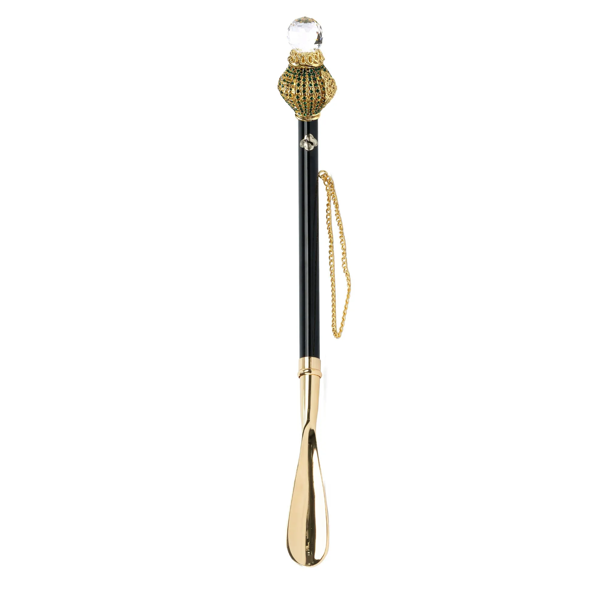 Artisanal Beauty: Luxury Shoehorn with Emerald Crystals