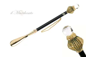 Artisanal Beauty: Luxury Shoehorn with Emerald Crystals