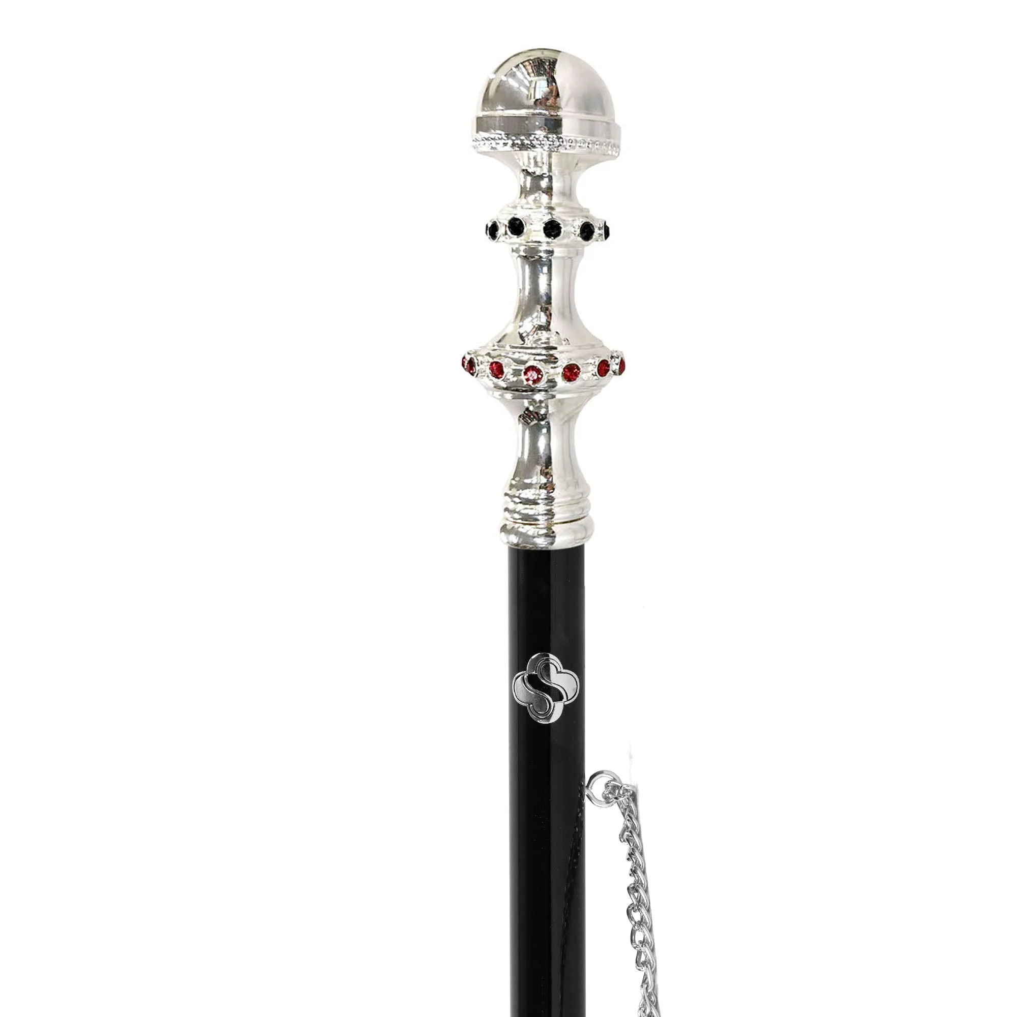 Artisanal shoehorn with black and red crystals