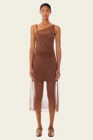 Asymmetrical Mesh Midi Dress