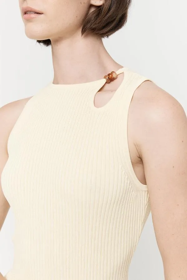Beaded Knit Top Lemon