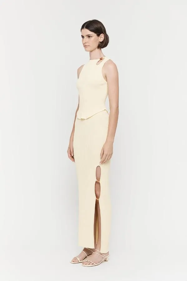 Beaded Knit Top Lemon