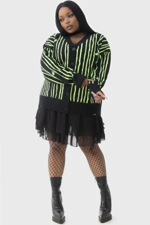 Beetlejuice Beetlejuice Beetlejuice Intarsia Cardigan [PLUS]