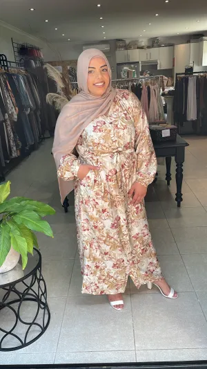 Beige Floral Dress