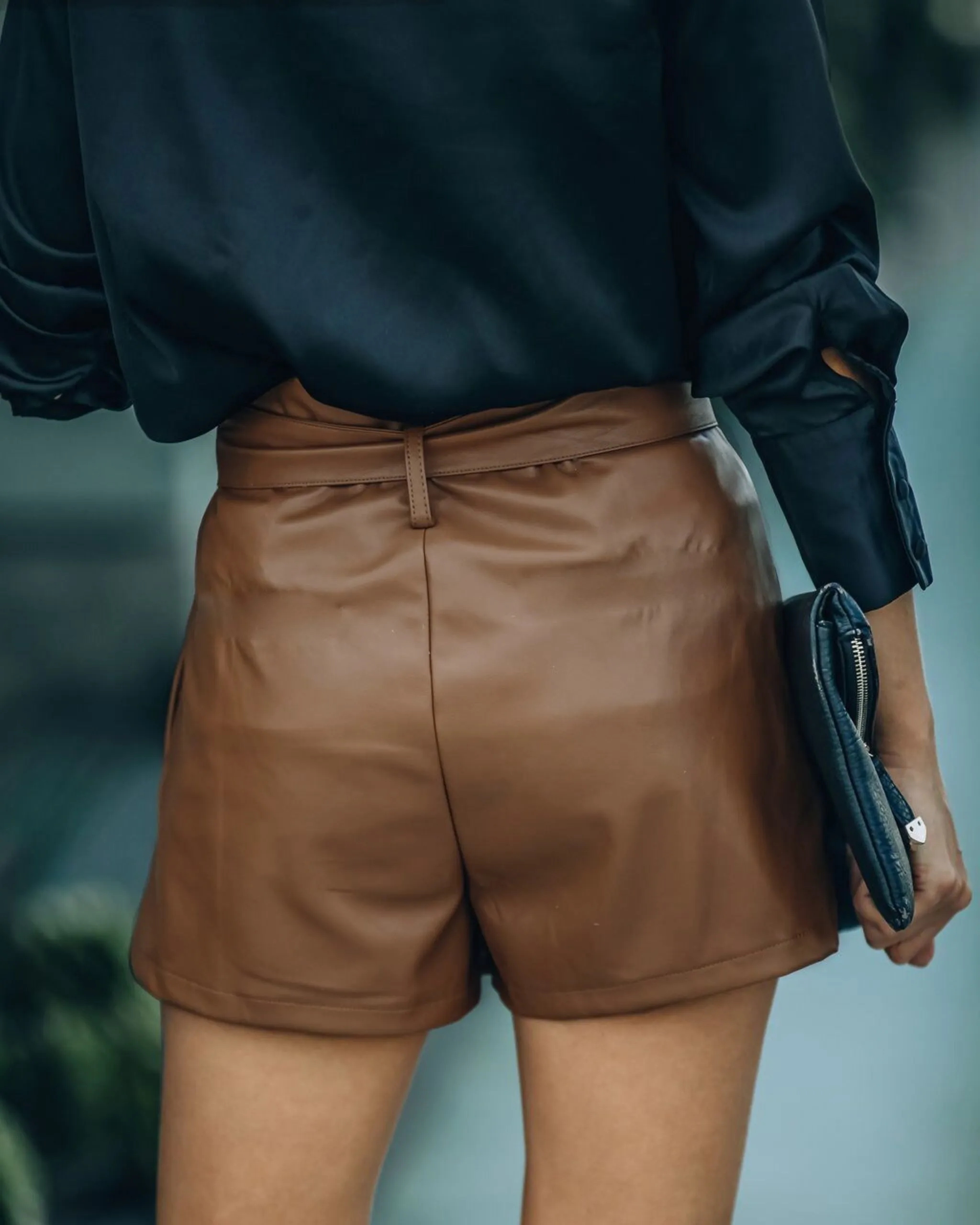 Belted Faux Leather Shorts