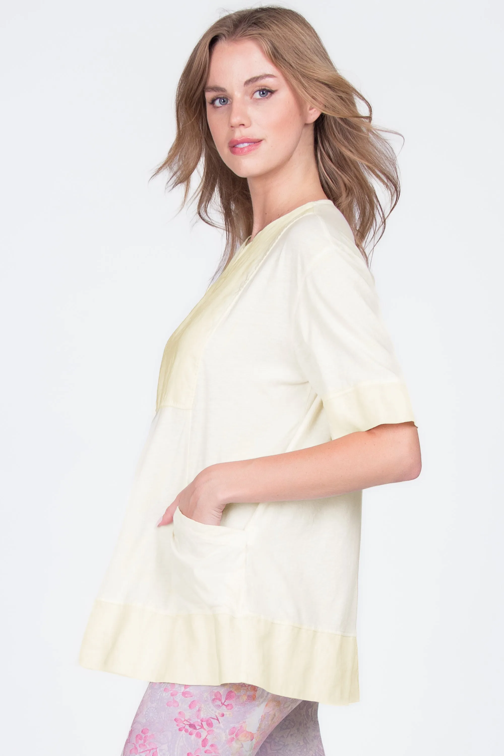 Bib Placket Split Collar Shirt