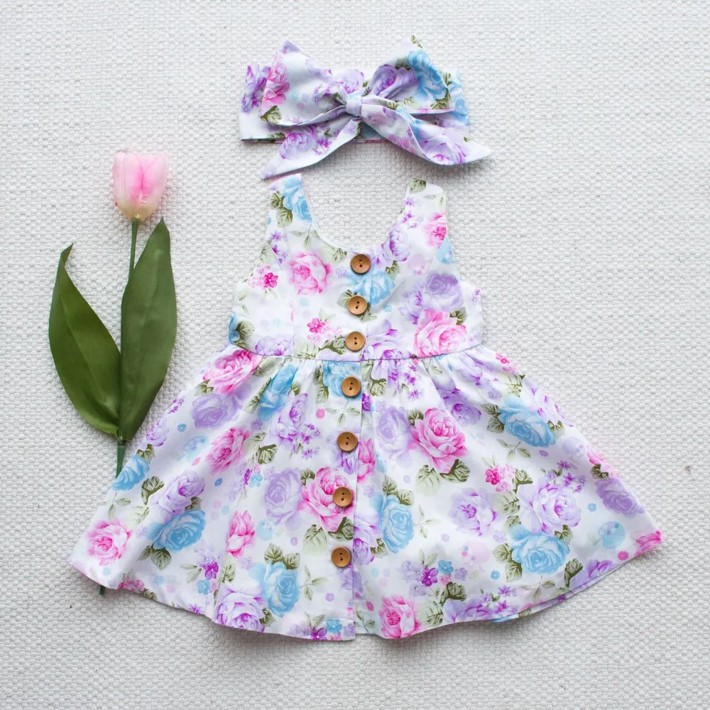 Big Flower Button Skirt Baby Girl Child Skirt