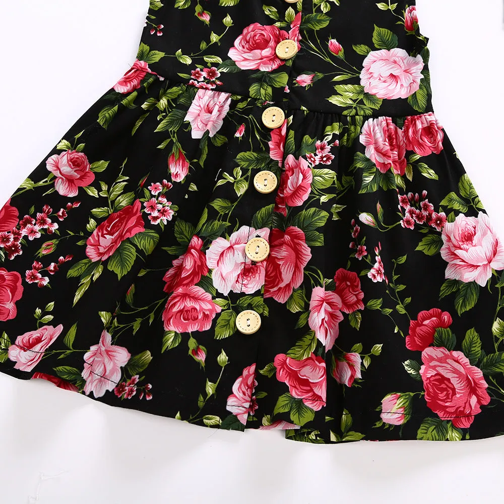 Big Flower Button Skirt Baby Girl Child Skirt