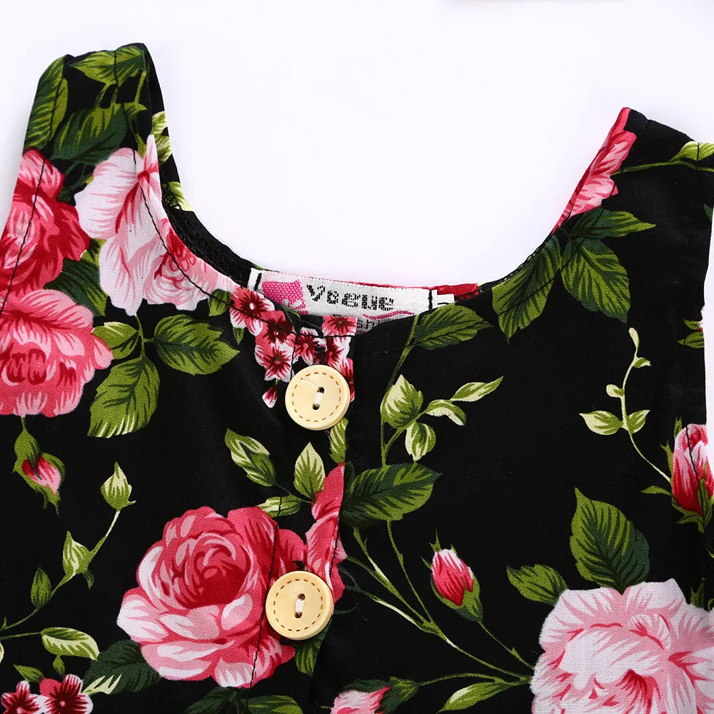 Big Flower Button Skirt Baby Girl Child Skirt