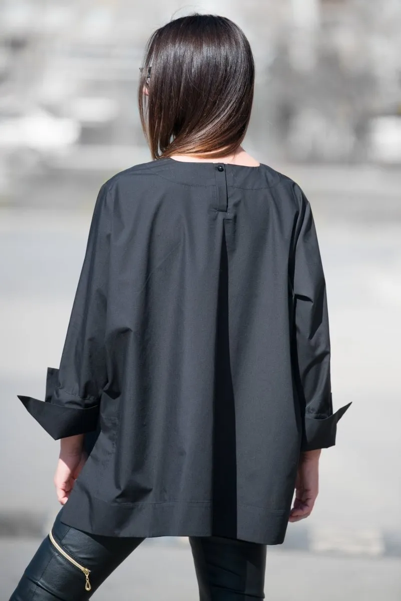 Black Cotton Loose Shirt SAMIRA