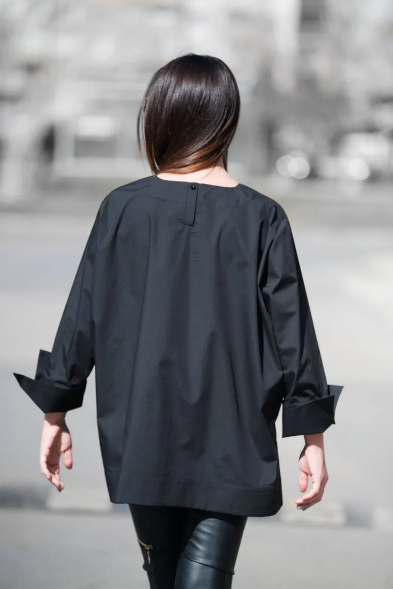 Black Cotton Loose Shirt SAMIRA