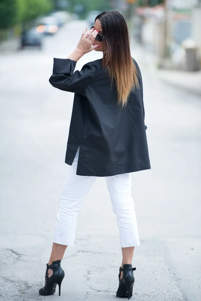 Black Cotton Loose Shirt SAMIRA