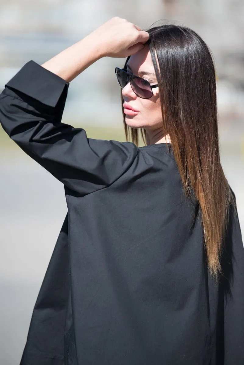 Black Cotton Loose Shirt SAMIRA