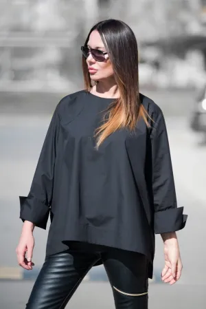 Black Cotton Loose Shirt SAMIRA