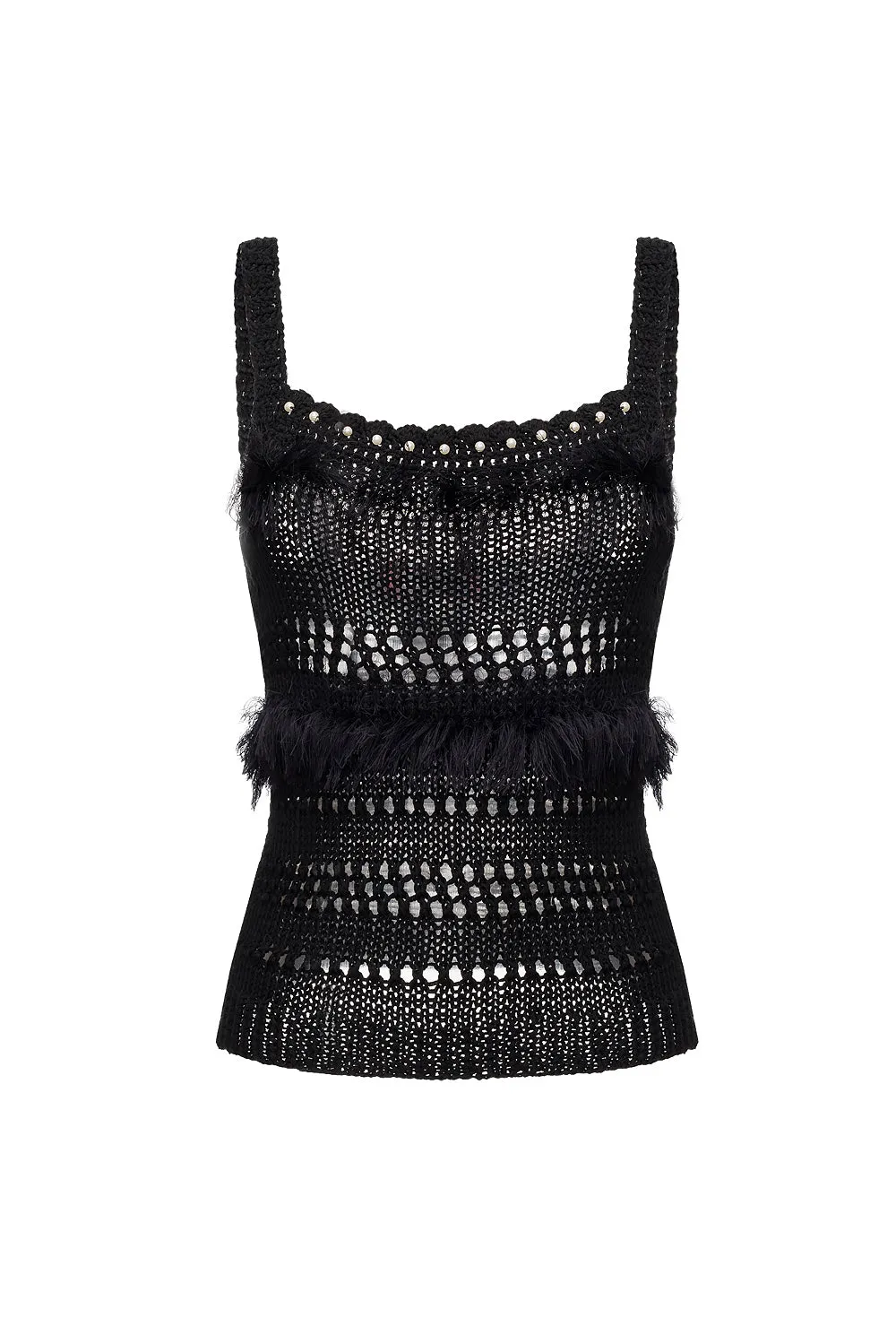 Black Handmade Knit Top
