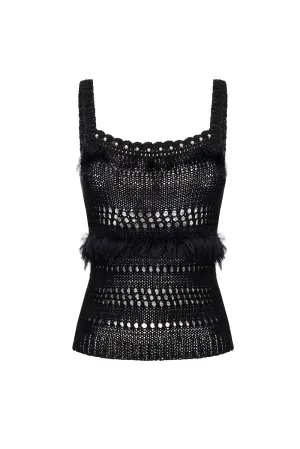 Black Handmade Knit Top