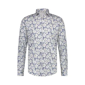 BLUE INDUSTRY Flower Stripe Shirt Blue