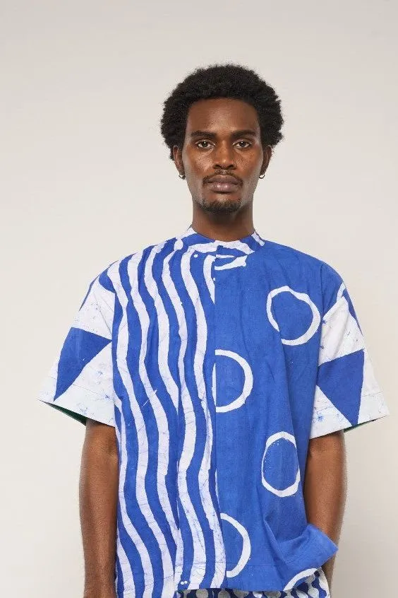 BLUE MULTI-PRINT SHIRT