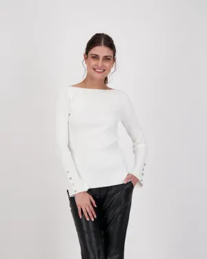 Buttoned Sleeve Knit Top