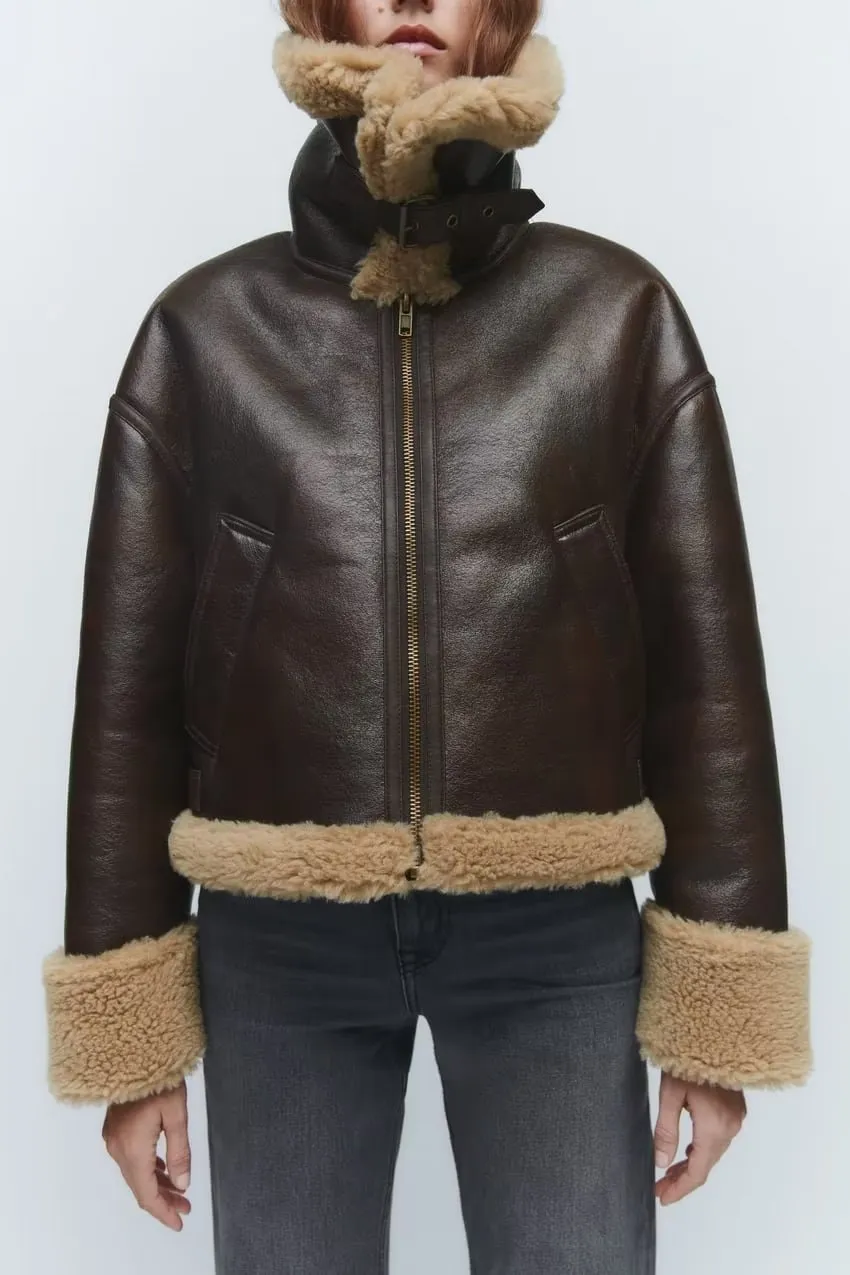 Celeste Luxe Shearling Aviator Jacket