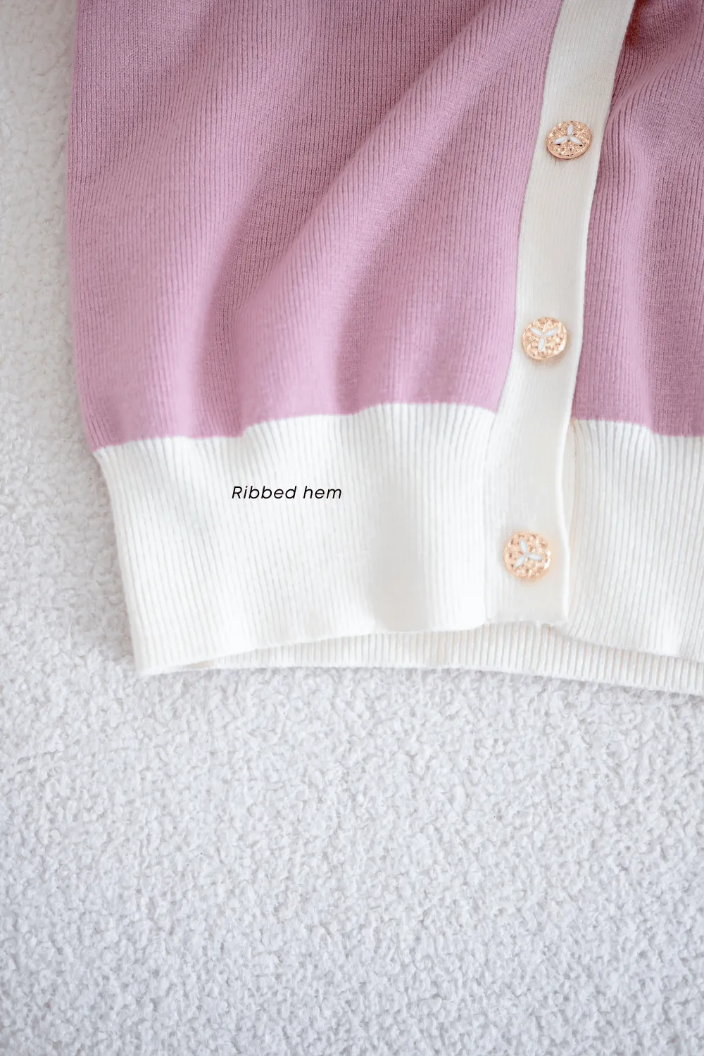 CHARM CONTRAST KNIT TOP IN BABY PINK