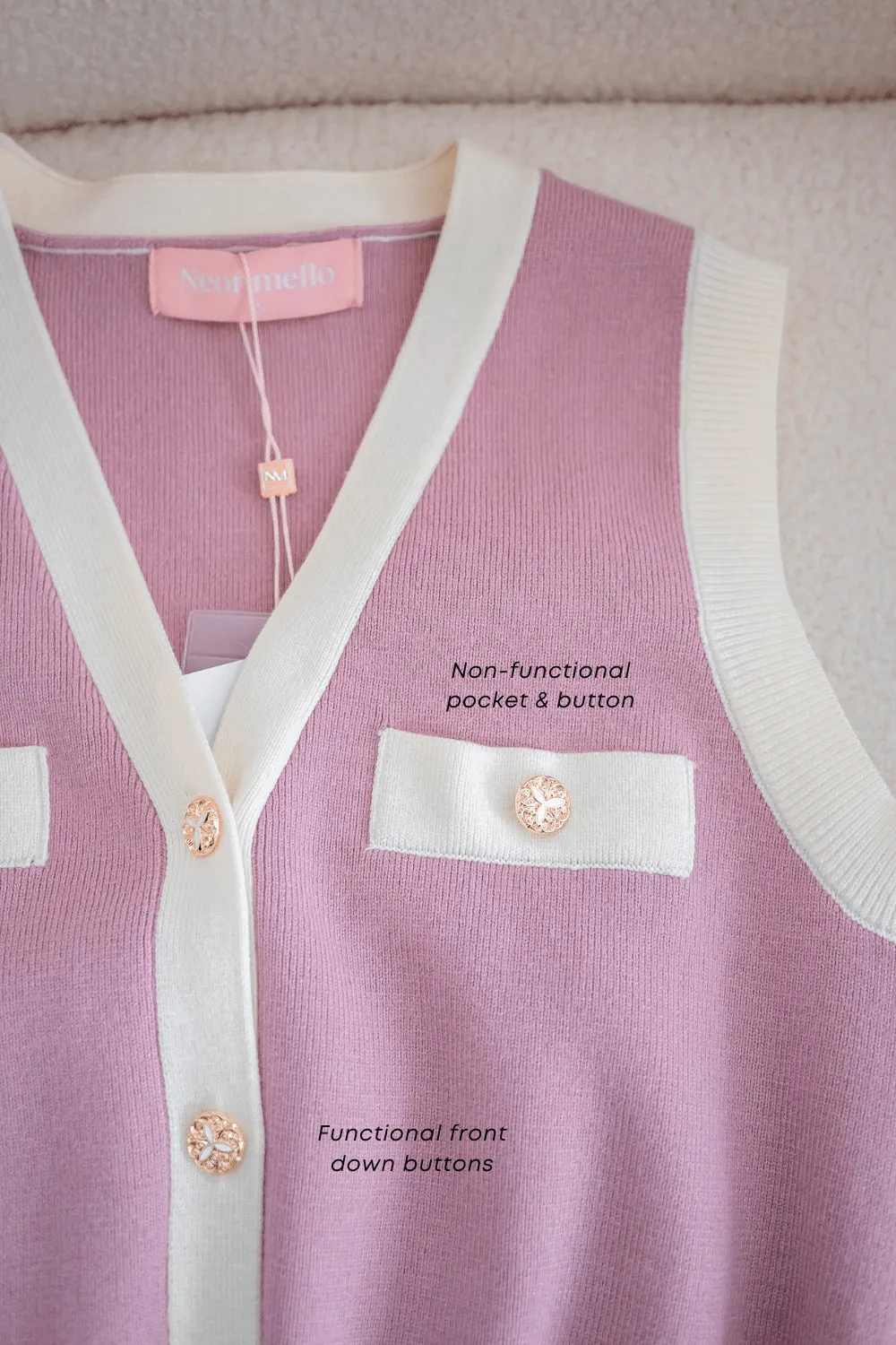 CHARM CONTRAST KNIT TOP IN PINK