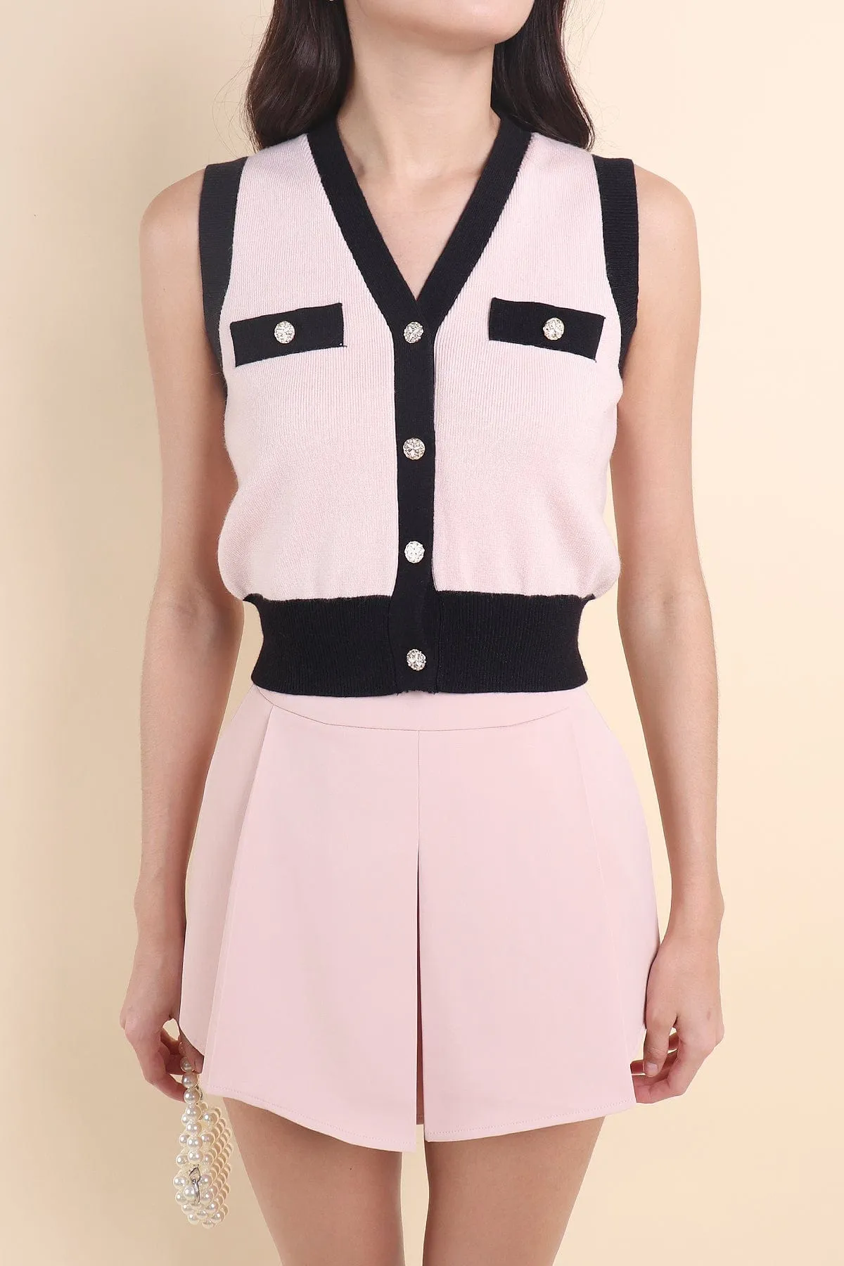 CHARM CONTRAST KNIT TOP IN PINK