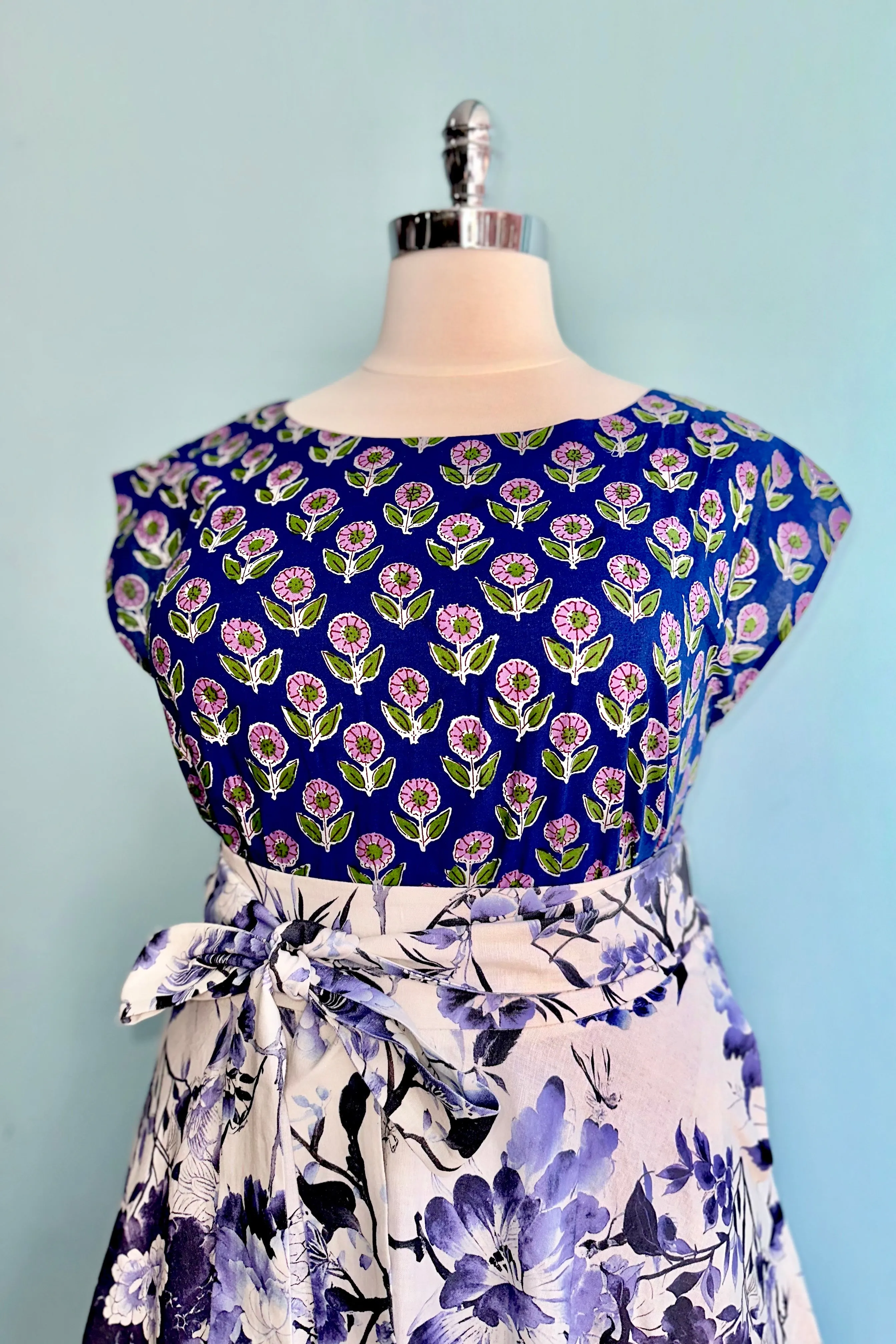 Chinoiserie Flowers Clara Skirt in Purple and Black by Miss Lulo