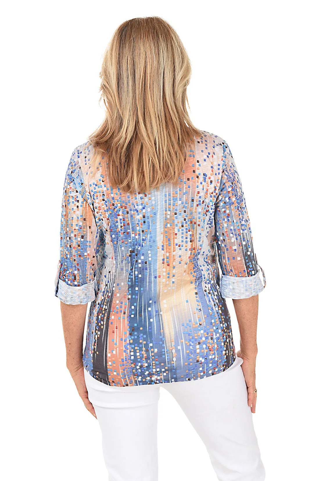 Confetti Roll-Tab Button-Front Shirt