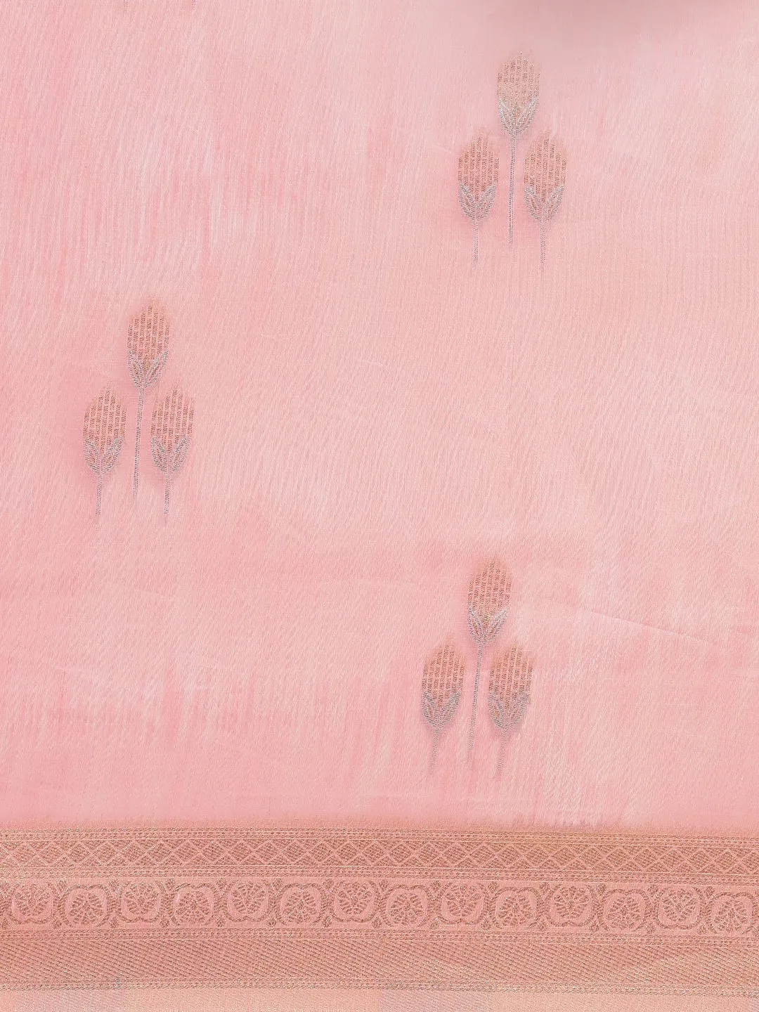Couple Combo Pink Shirt & Weaving Semi Linen Saree SL136
